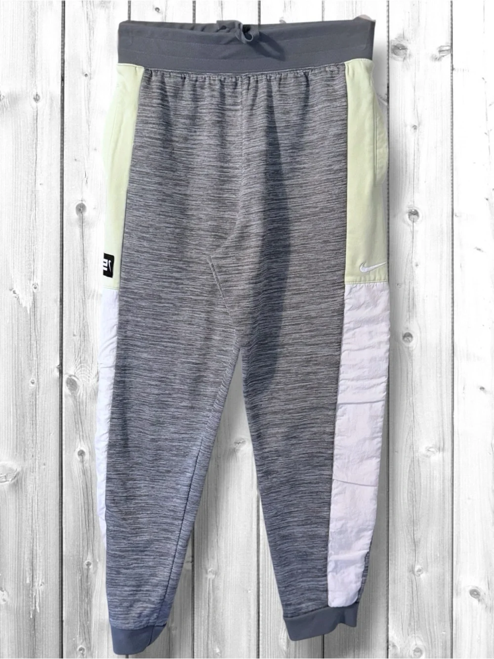 🌼Nike Gray Heather Joggers with Pale Yellow & White Panels